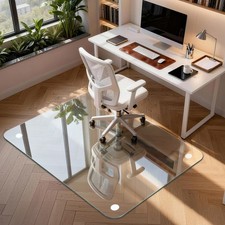 46"x55" Ultra-Clear Tempered Glass Chair Mat, 0.2" Th Heavy-Duty Floor Protector