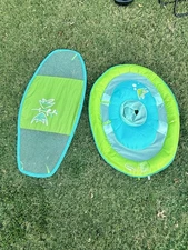 Baby Water Float - Swimways - Canopy - Green - Folds Up With Carrier
