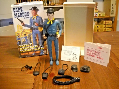 VINTAGE MARX JOHNNY WEST CAPTAIN MADDOX ACCESSORIES,MANUALS,BOX 1967