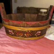 Holzwanne Wanne stabiler Bottich Handbemalt Bauernmalerei Landhaus Alt