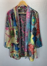 Sharon Young Patchwork Velvet Kimono Style Burnout Jacket Floral Art to Wear