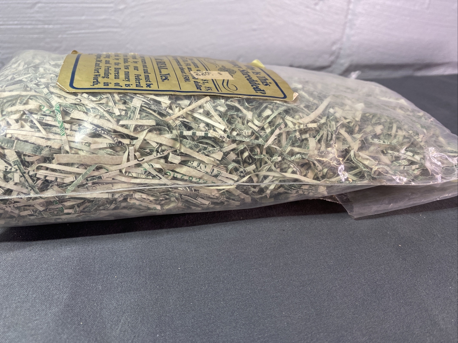 500 Worth Shredded Money Bag US Currency Bureau Of Engraving And