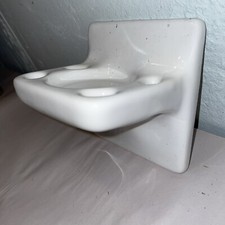 Vintage Off-White Classic Ceramic Cup  Toothbrush Wall-Mount Thinset NOS