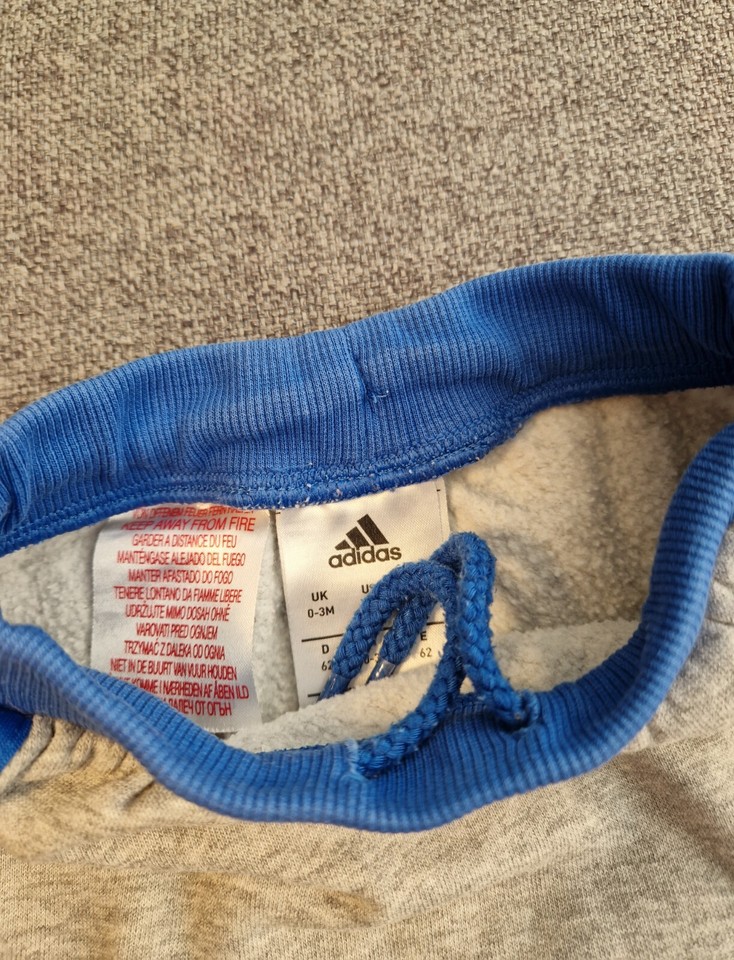 Adidas Baby Joggers 03 months Grey Unisex Boy Girl Tracksuit Trousers