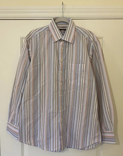 Balmain Paris Stripe Regular Fit Shirt Size 16.5 / 42 Cotton