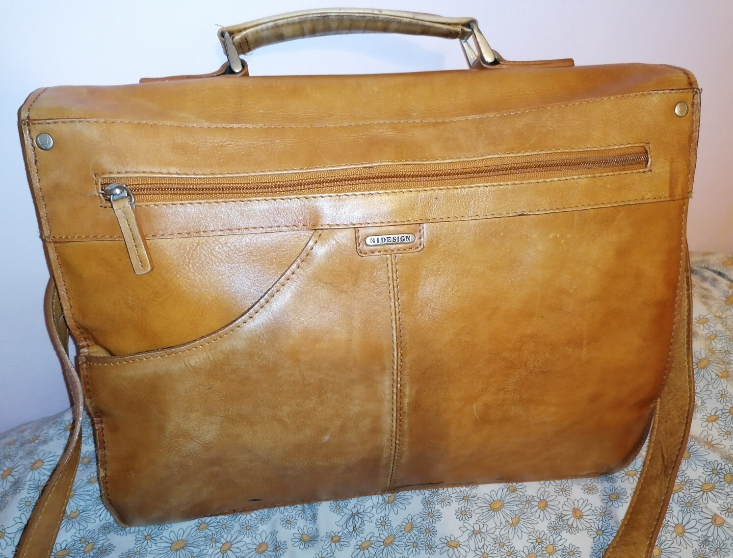 HIDESIGN Tan Brown LEATHER Work Case Bag TOP HANDLE and SHOULDER STRAP eBay