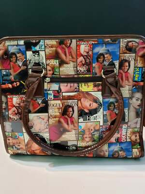 Cosmopolitan Magazine Printed Glossy Tote Hangbag - Brown