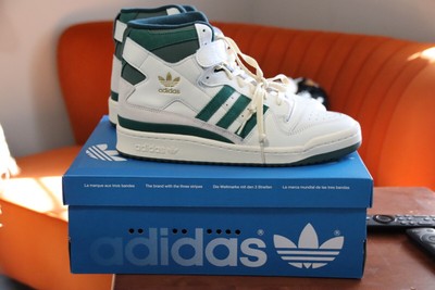 [GW2203] Mens Adidas FORUM 84 'OFF WHITE DARK GREEN' US 10 high top sneaker shoe