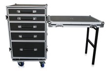 Transportcase 5 Schubladen +Tisch Flightcase Rollen Rack Messe BBQ Handwerk