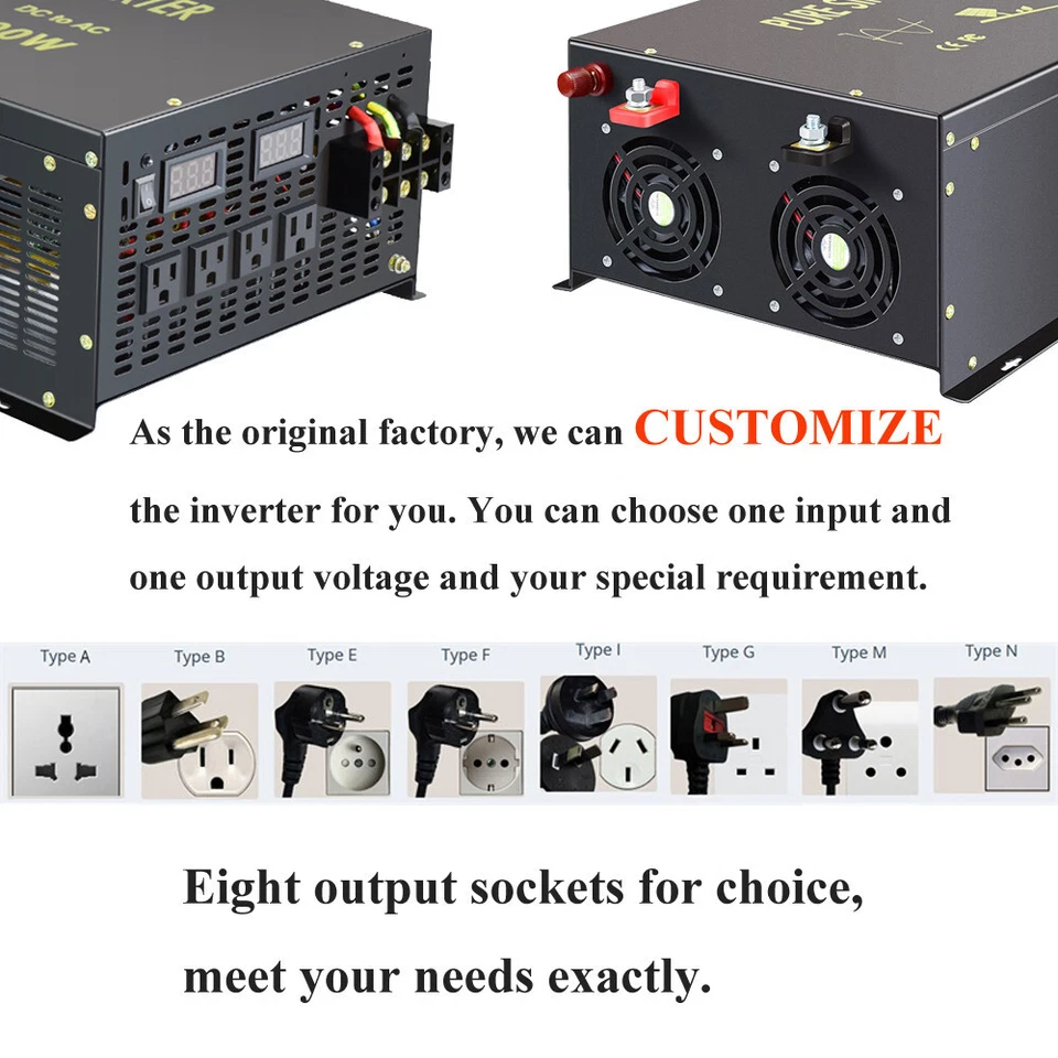 10000W Pure Sine Wave Inverter 96V to 240V Power Converter Off Grid Solar System - image 2 of 4