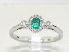 Aktion  Smaragd Ring 585 Weißgold 14Kt Gold natürlicher Smaragd  16 Brillanten