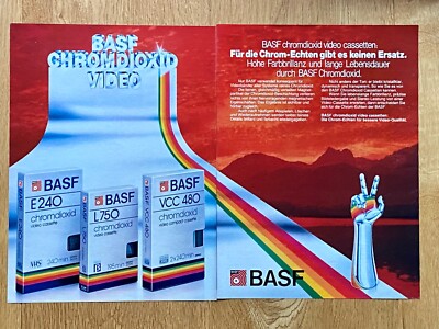 BASF Chromdioxid Video Casetten Original 1982 Vintage Advert Werbung Reklame