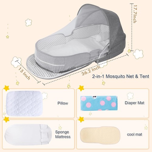 omzer Baby Travel Bassinet Portable Bassinets - Foldable Baby Co-Sleeping Bed - Picture 2 of 7