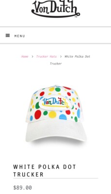 Von Dutch White Polka Dot Logo Hat Von Dutch Trucker Hat White Polka Dot Embroidered Logo Patch  main image 3