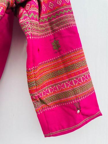 Unisex Gujarati Jacket Open Pink Kimono Party Wear Boho Coat Festival Outfit - Picture 7 of 10