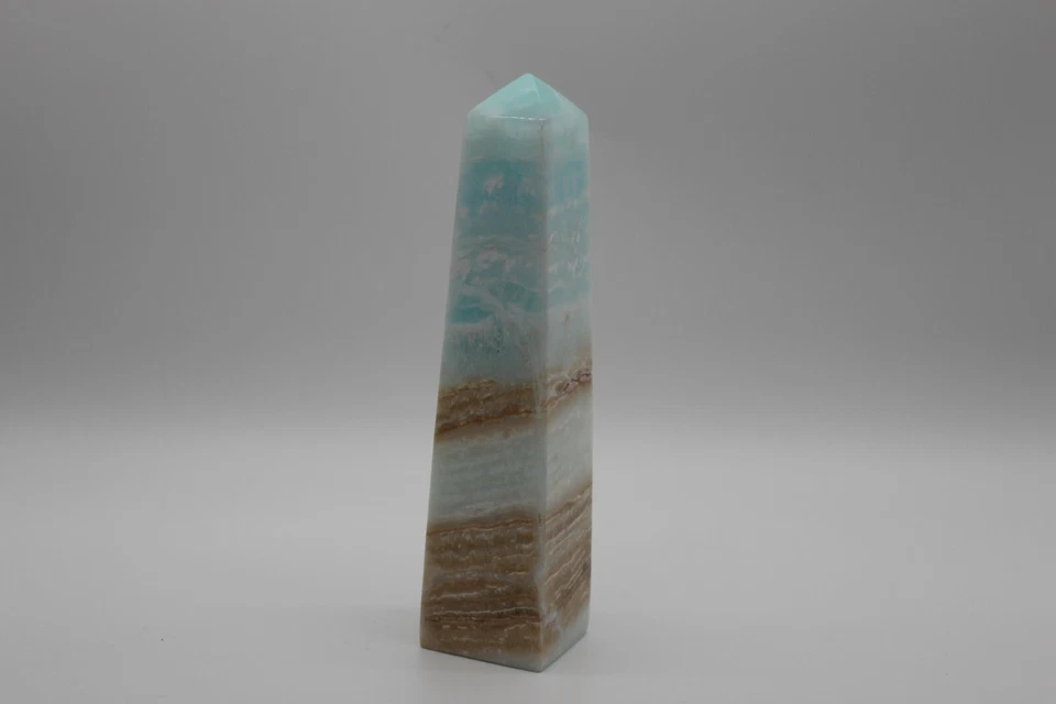 Calcit blau Caribbean Calcite Tower Oberlisk Pyramide Decor Heilstein Edelstein  - Bild 3 von 4