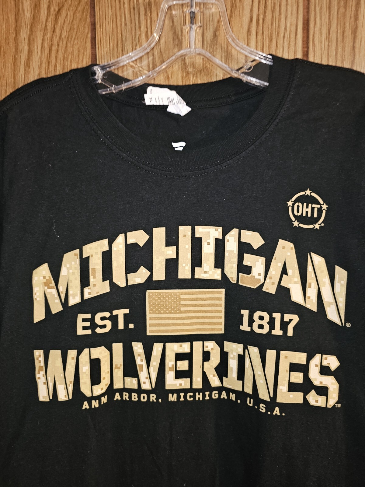 University Of Michigan OHT Military Support Xl Mens Black Graphic Logo Tshirt