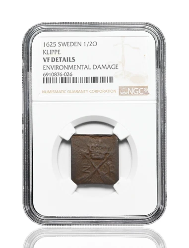 SWEDEN, Nykoping & Sater. Gustavus Adolphus, Klippe 1/2 Ore 1625, NGC VF Details