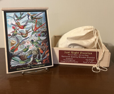 Wooden Jigsaw Puzzle Ernst Haeckel Hummingbirds 13 x19  Just Right Puzzles USA