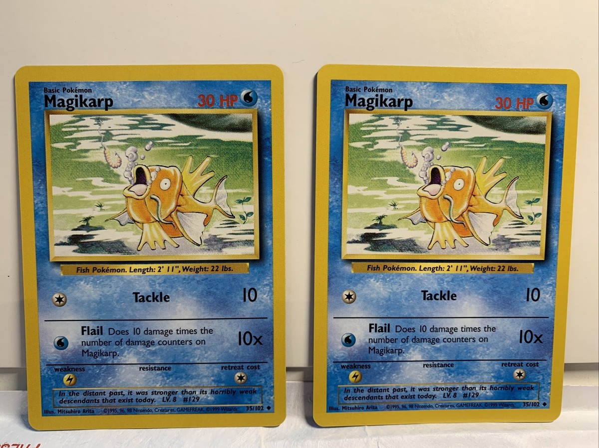 2 Shadowless Magikarp 35/102 Base Set Pokemon Card Rare Dead Mint