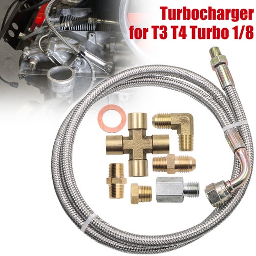 4 AN Universal 41'' Turbo Oil Feed Ölrücklaufleitung Hose Kit 1/8 NPT - Foto 4
