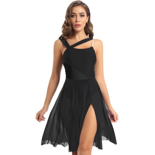Women's Lyrical Dance Mesh Overlay Ballet Leotard Contemporary Dress Performance - Picture 50 of 86