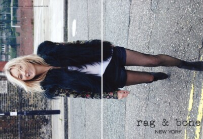 2012 Rag Bone Kate Moss fashion 2-page MAGAZINE AD