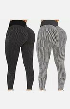 2 Pack Tiktok Yoga Legging Butt Lift High Waist Anti-Cellulite Gymwear Size M