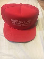 Gene Milburn Incorporated Red Trucker Hat Cap Mesh SnapBack