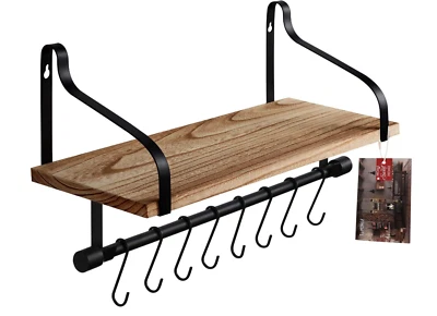 WMK Wall Mount Kitchen Pot Pan Rack With Shelf Kitchen Utensils Cookware Hanger