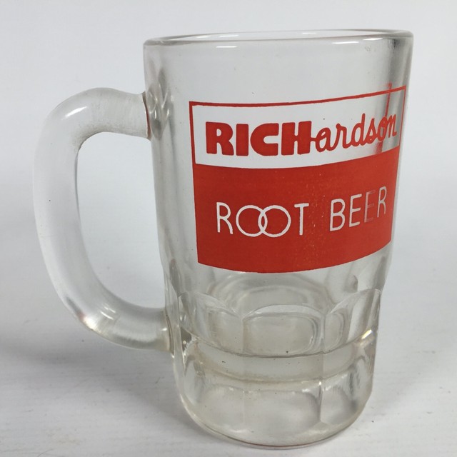Vintage 5" Richardson Root Beer Soda Glass Mug Red Graphics Holds 8 oz