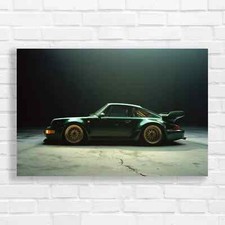 Retro Green Porsche 911 Canvas Print Large Picture Wall Art