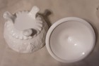 Vintage Tri Footed Milk Glass Covered Candy Dish w/ Raised Grapes — photo 6