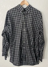 Jos A Bank Shirt Mens M Plaid Long Sleeve Button Down Traveler's Collection Grey