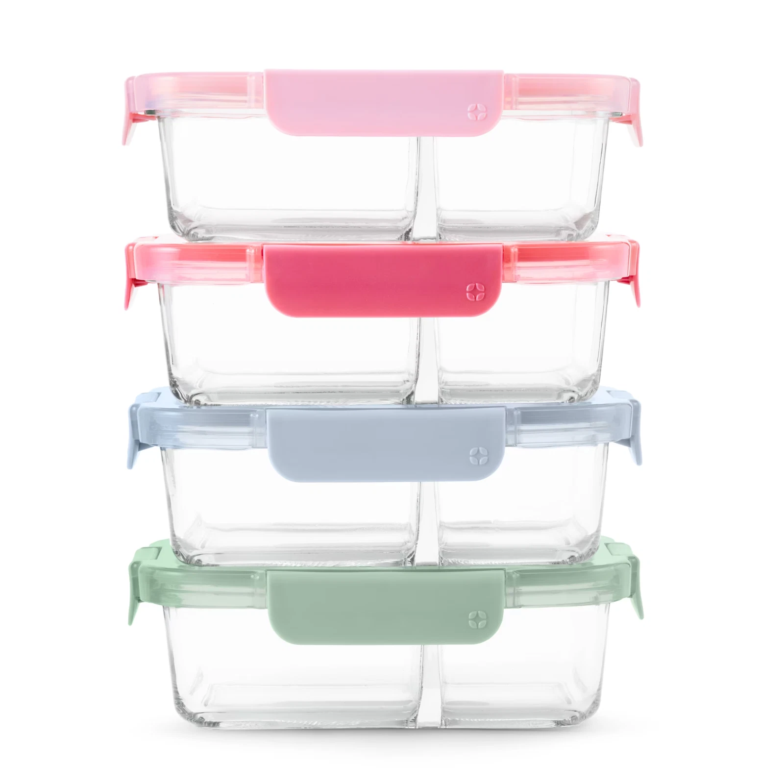 Ello Glass Meal Prep Containers - 8-Piece Set (Divided 3.4 Cup Tubs)