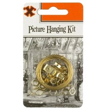 X-Hooks Brass Picture Hanging Kit Hook Wire  Eye Set