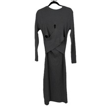 Astr the Label cutout long sleeve ribbed midi sweater dress gray size X-Large XL