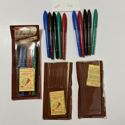 #ad #ad Vintage 1997 Sanford Calligraphic Set of 5 Marker Pens NOS amp; 2 Open Packs $30.00