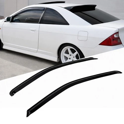 Window Visor Rain Guard 2pcs For Smart Smart FORTWO 2008-2014 Tape-On Dark Smoke
