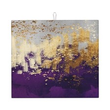 Purple Gold Abstract Art Dish Drying Mat for 16" x 18" Gradient-Purple-Gold