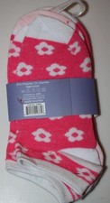 Mix  Match Socks Womens One Size No Show Low Cut 3 Pairs Pink Floral Polyester