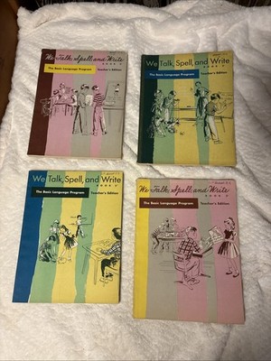 Lot Of 4 Teachers Books We Talk, Spell, And Write Vintage 1953-1954