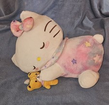 Hello Kitty and Friends Sleeping plush Kitty with yellow teddy bear. A4 