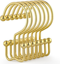 Shower Curtain Hooks, 12 Pcs Shower Curtain Rings, Durable Gold Shower Curtain H