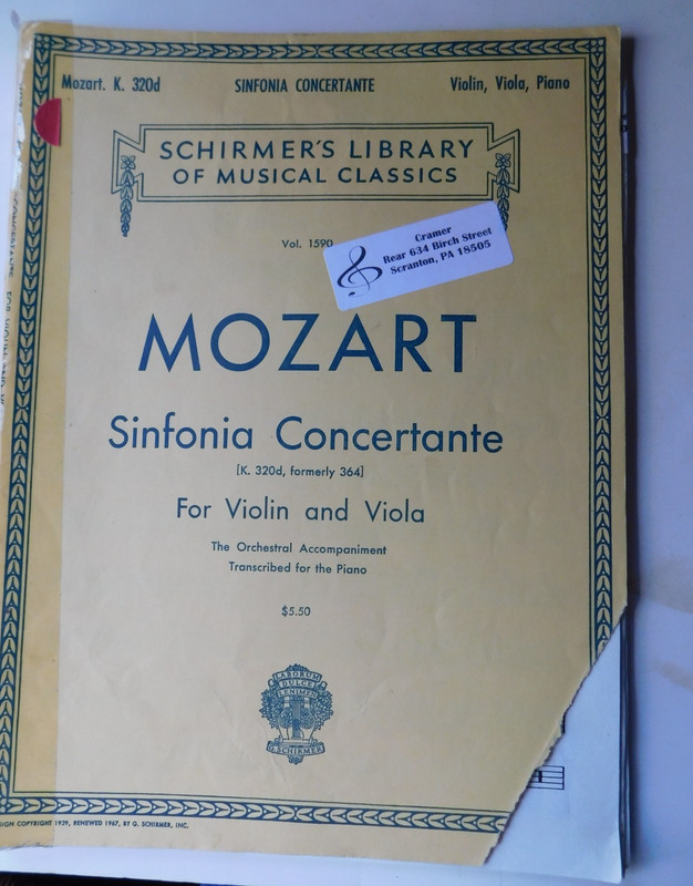 Mozart "Sonfonia Concertante" For Violin and Viola