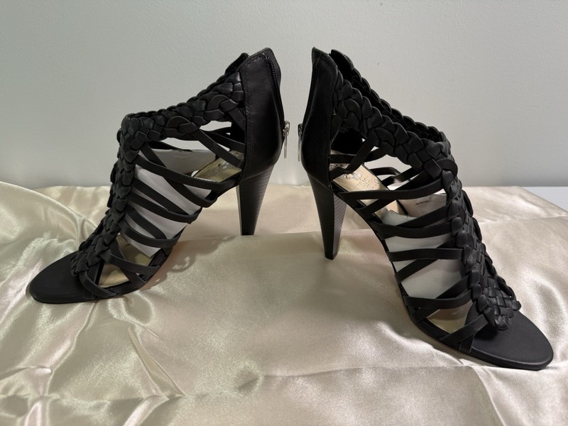 Vince Camuto Alaizah Braided Caged Women Heel Sandal Black Size 7.5 M