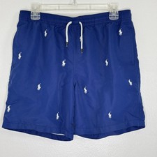 Polo Ralph Lauren Swim Shorts Boys XL 18-20 Blue Pony Mesh Drawstring Logo