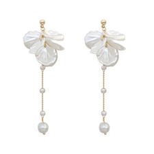Pearl Flower Earrings for Women White Floral Earrings Pearl Drop Earrings Prom W