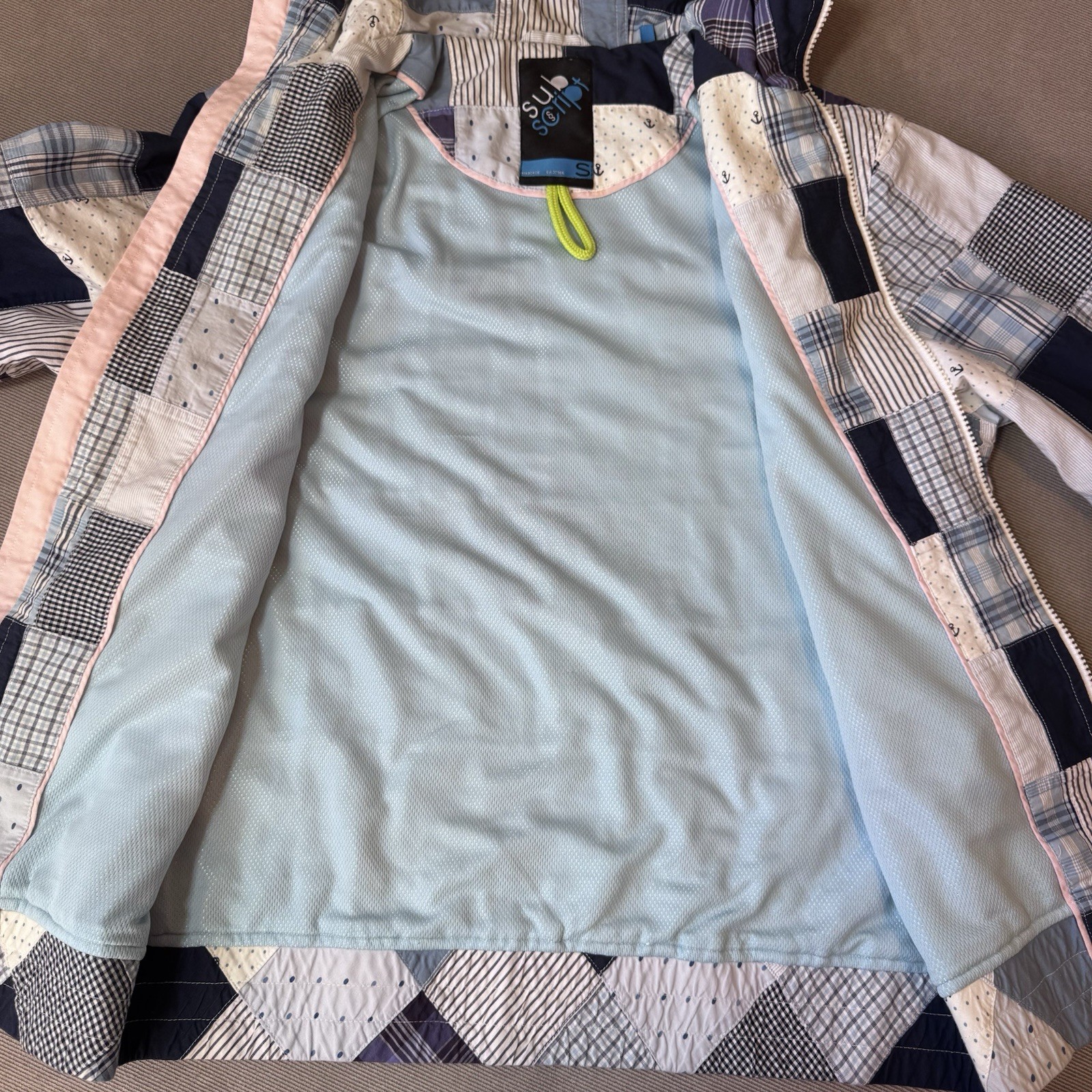 Sub Script Zip Hoodie Women’s S Lined Patchwork Q… - image 7