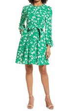 Eliza J Floral Long Sleeve Dress - Green